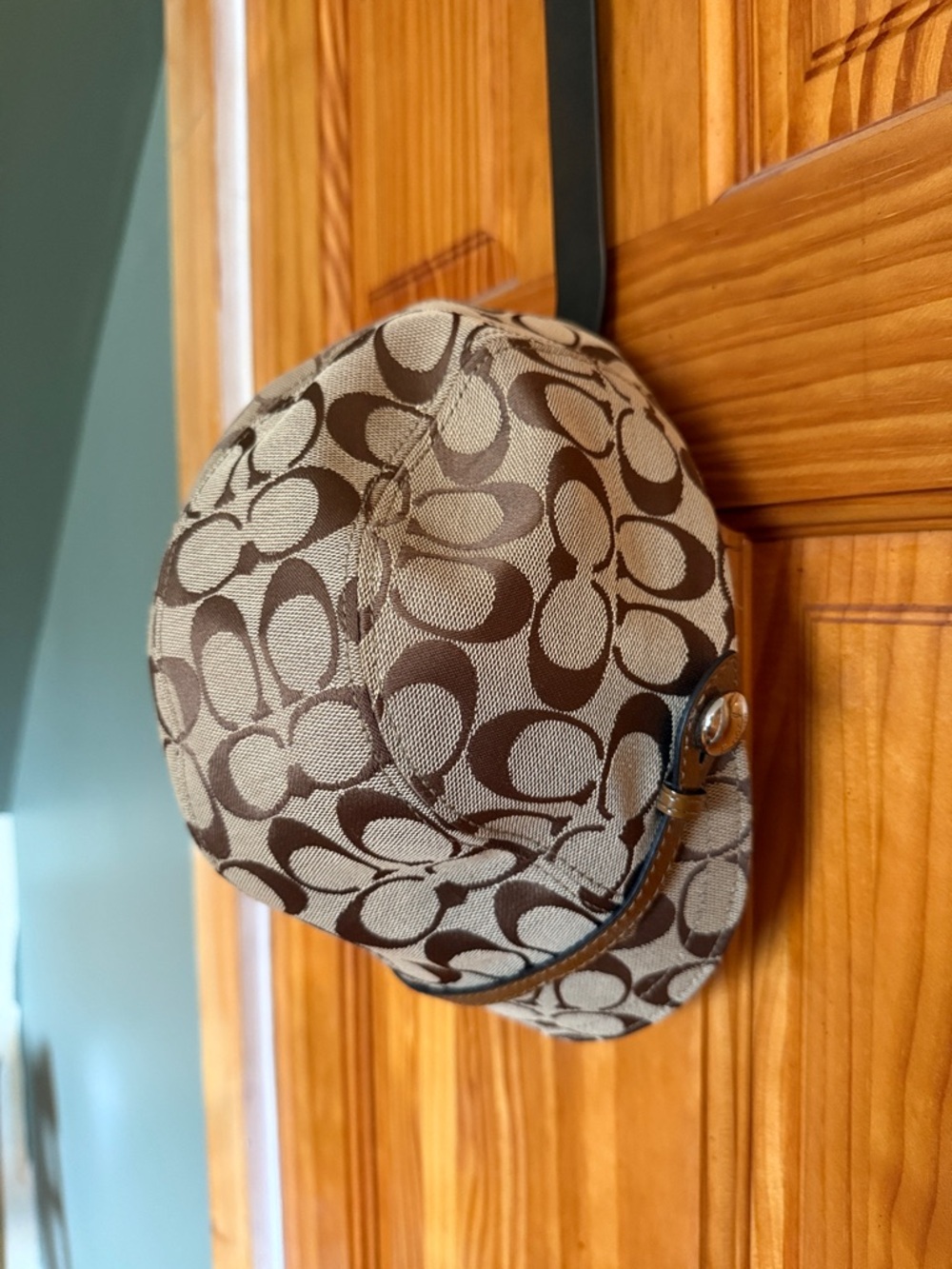 Coach Brown/Tan Signature Cadet Hat with Leather Trim